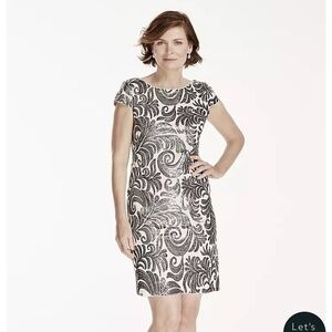 Adrianna Papell Gray and Black Sheath Mini‎ Dress